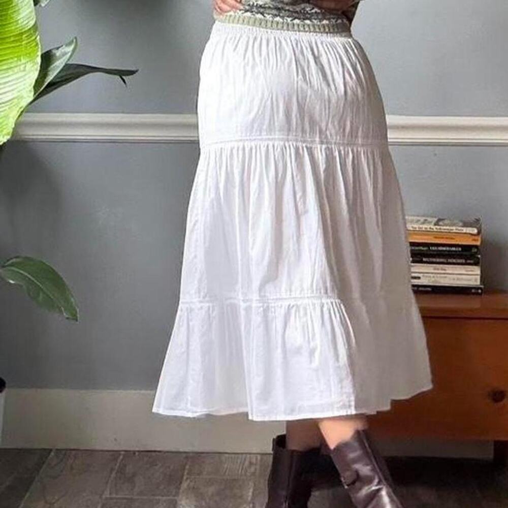 Rails tiered white midi skirt